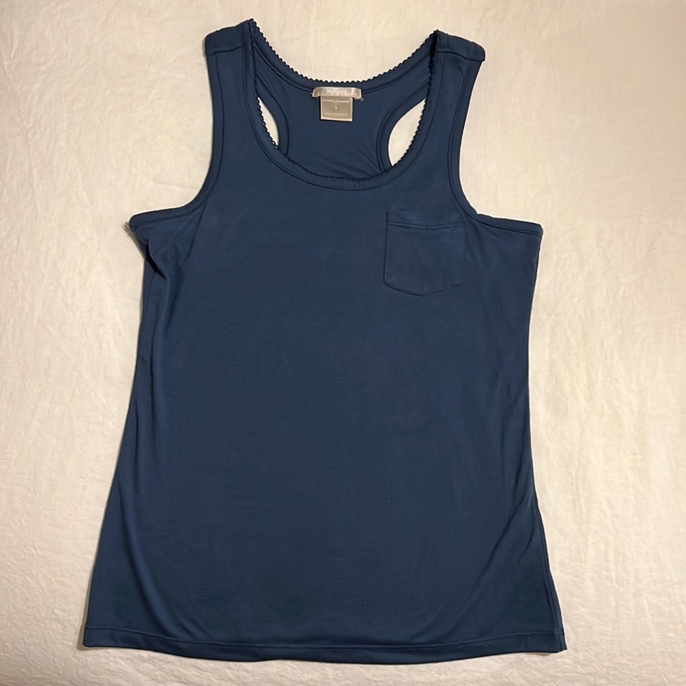Navy racerback tank top with built in bra